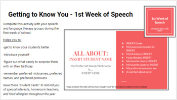 Preview of Getting to Know You - 1st Week of Speech