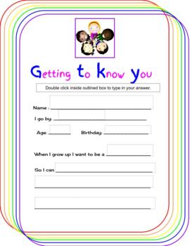 Getting to Know You by Kim Medina | TPT