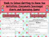 Getting to Know You Activities: Guessing Game and Classmat