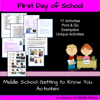 Preview of Getting to Know You Activities for Middle School - First Day of School