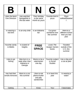 Preview of Getting to Know You Bingo