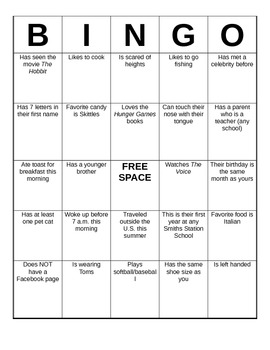 Getting to Know You Bingo by Emma Whitlock | TPT