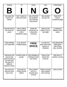 Getting to Know You Bingo by Emma Whitlock | TPT