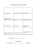 Getting to Know You Bingo Activity for Small Group
