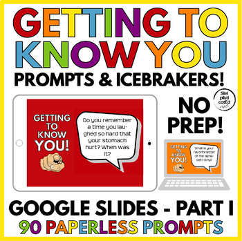 Preview of Getting to Know You Conversation Icebreakers | 90 Prompts | Google Slides Part 1
