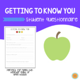 Getting to Know You - FREE back to school form