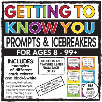 Preview of Getting to Know You Game - Prompts - Conversation Starters - Icebreakers