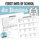 Getting to Know You - Ice Breakers for First Days of School