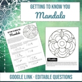 Getting to Know You Mandala • Back to School • Google Link