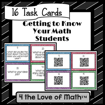 Preview of Free Getting to Know Your Math Students Task Cards (Secondary!)