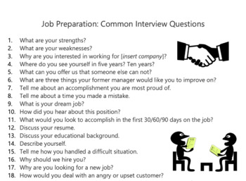 Preview of Professional Interview Questions for Post-High Planning