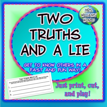 Preview of Getting to Know You - Two Truths and a Lie Activity