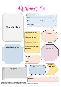 Getting to Know You Worksheets by Perfect's Products | TpT