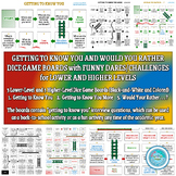 Getting to Know You and Would You Rather Dice Game Boards 