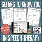 Getting to Know You in Speech Therapy No-Prep! Print & Go!