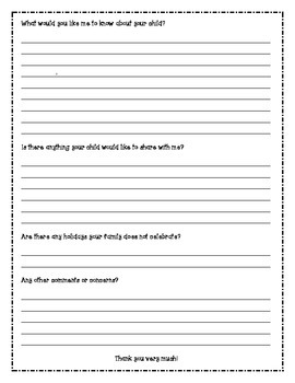 Getting to Know You: student information sheet by Lucky to Teach TK
