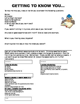 Preview of Getting to Know You/First Day Activity (editable)