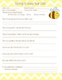 Getting to Know Your Child (Parent Survey)