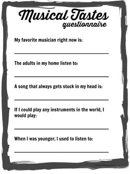 questionnaire tastes musical students getting know preview