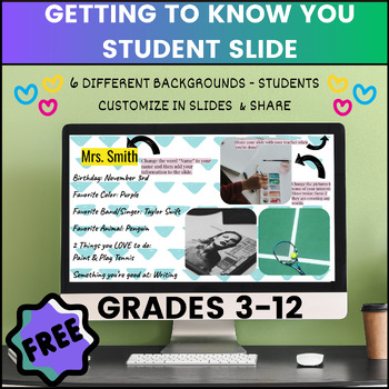 Preview of Getting to Know Your Students Slides for Beginning of Year / Summer School