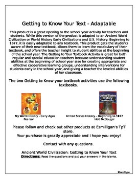 Preview of Getting to Know Your Textbook (Scavenger Hunt)- Adaptable