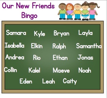 Preview of Getting to Know our Friends Name Bingo (for Smartboard)