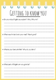 Getting To Know You Questionnaire Worksheets & Teaching Resources | TpT