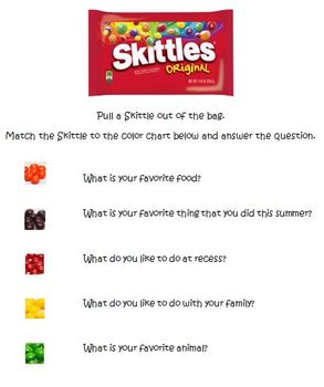 Getting to Know you with Skittles by Hello 4th Grade | TpT
