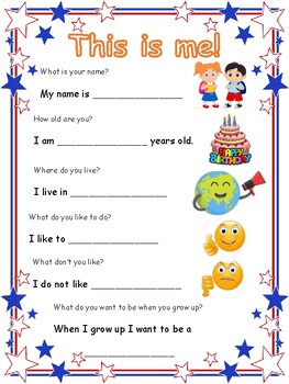Getting to know each other: This is me worksheet by Tiziana's Resource Shop
