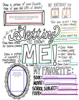 Getting to know me! Printable & google slides digital versions for  elementary