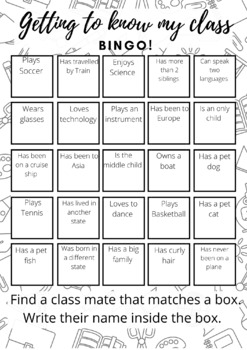 Preview of Getting to know my class Bingo