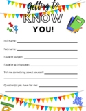 Getting to know you - First day of school ice breaker
