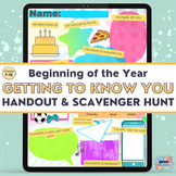 Getting to know you scavenger hunt / All about me. Digital