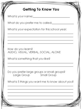 Getting to know you worksheet by Ashley Arvelo | TpT