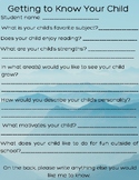 Getting to know your child form