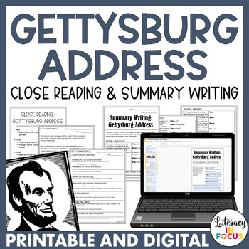 Preview of Gettysburg Address Activities | Civil War | Print & Digital | Primary Source 