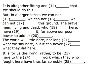 Gettysburg Address Mp4 Video Fill In The Blanks Audio Memory