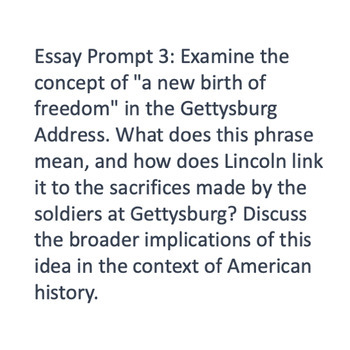 Preview of State Test Prep: Gettysburg Essay Prompts Short Answer Questions Multiple Choice