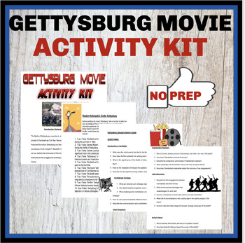 Preview of Gettysburg Movie Activity Kit