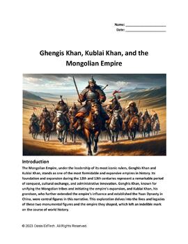 Preview of Ghengis Khan, Kublai Khan, and the Mongolian Empire Worksheet