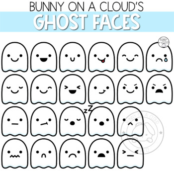 Preview of Ghost Faces Clipart by Bunny On A Cloud