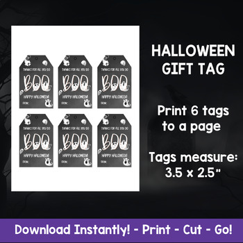 Ghost Halloween Treat Bag Gift Tag - Halloween Favor Tags for Goodie Bag