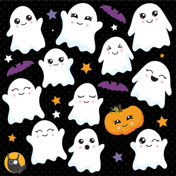 Ghost Halloween clipart commercial use, vector, digital - CL1281