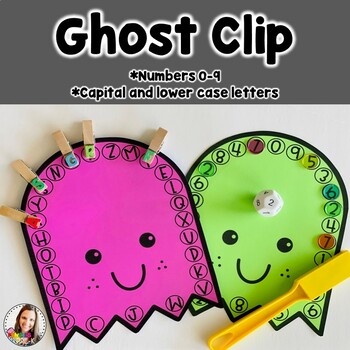 Preview of Ghost Letter and Number Clip-Halloween-Fine Motor