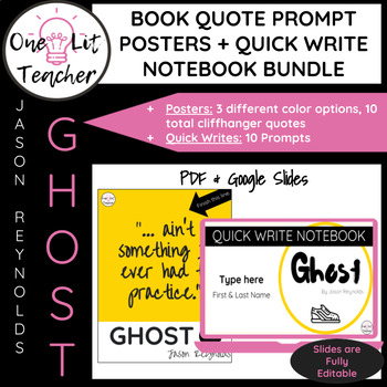 Preview of Ghost by Jason Reynolds Quick Writes & Quote Posters Bundle for Novel Study
