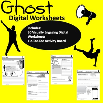 Preview of Ghost by Jason Reynolds Visually Engaging Worksheets ( EASEL and GOOGLE DRIVE)