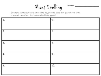 Preview of Ghost spelling recording sheet