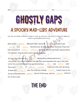 Preview of Ghostly Gaps • A Spooky Mad-Libs Adventure