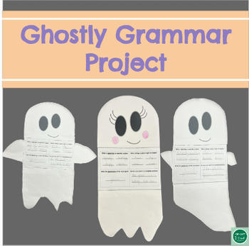 Preview of Ghostly Grammar Project (Adjectives, Verbs, Plural Nouns & Sentence Writing)