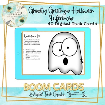 Preview of Ghostly Greetings Halloween Inferences BOOM Cards – Speech Therapy Distance